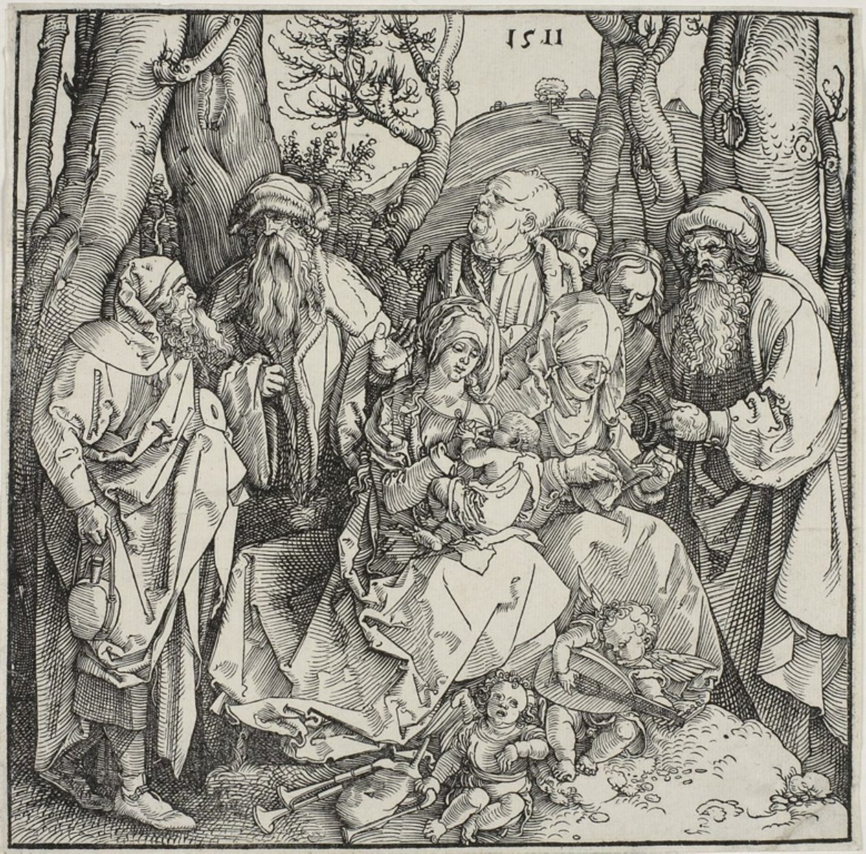 O Santo Parentesco e Dois Anjos Musicais de Albrecht Dürer