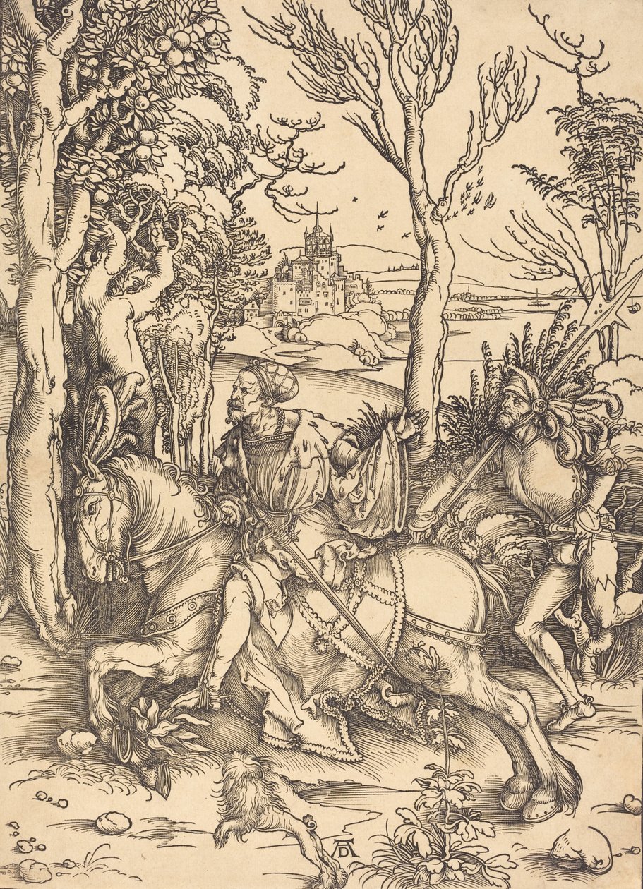 O Cavaleiro a Cavalo e o Lansquenet, c. 14961497. de Albrecht Dürer