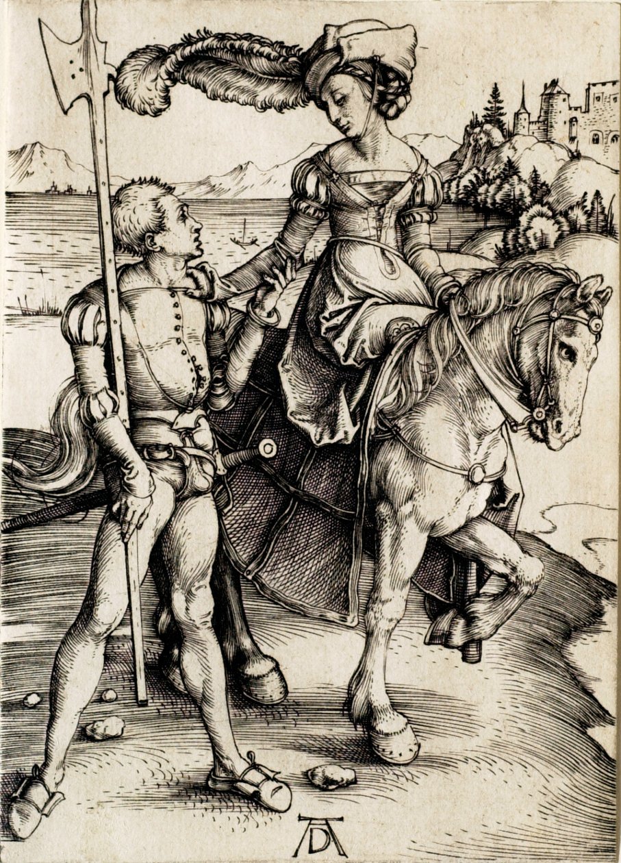 A dama a cavalo com o alabardeiro de Albrecht Dürer
