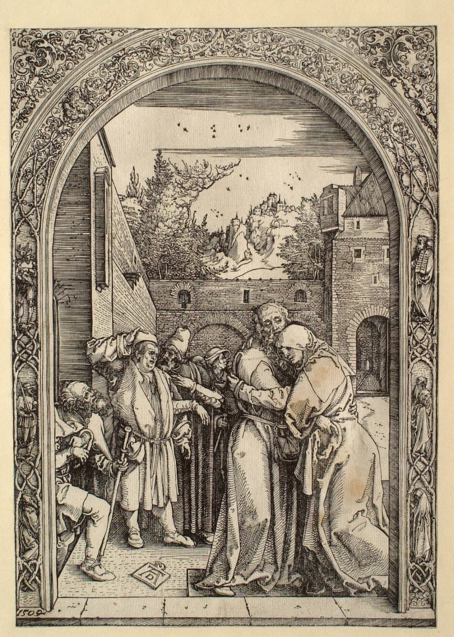 A vida da Virgem: Joaquim e Ana junto à Porta Dourada de Albrecht Dürer