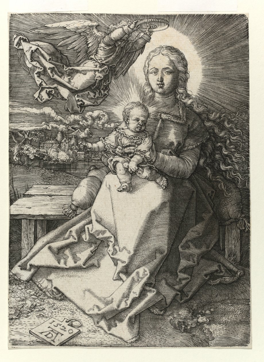 A Madonna coroada por um anjo, 1520 de Albrecht Dürer