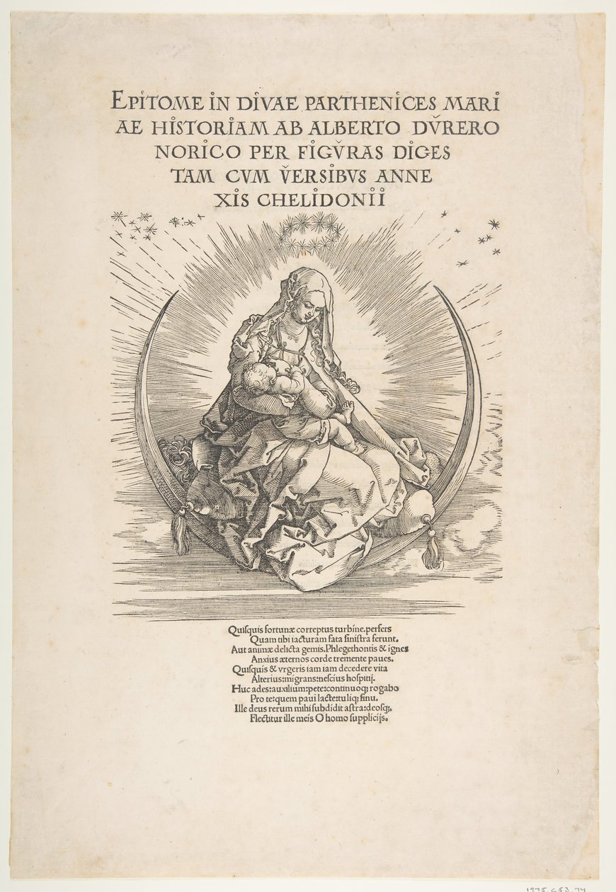 A Madona no Crescente, Frontispício da Vida da Virgem, ca. 1511. de Albrecht Dürer