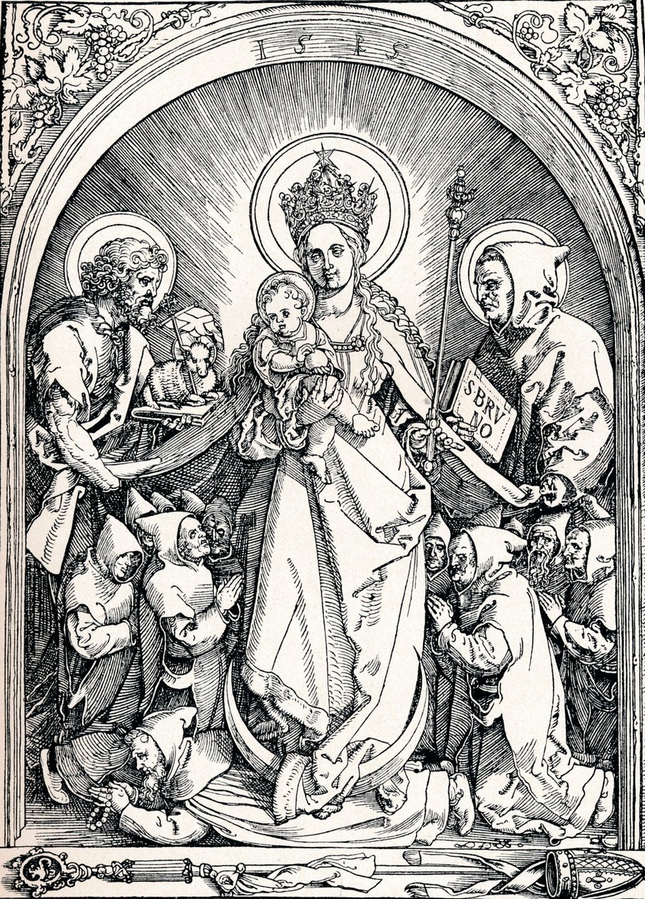 Madonna com os frades cartuxos, São João Batista e São Bruno, 1515 1906. de Albrecht Dürer