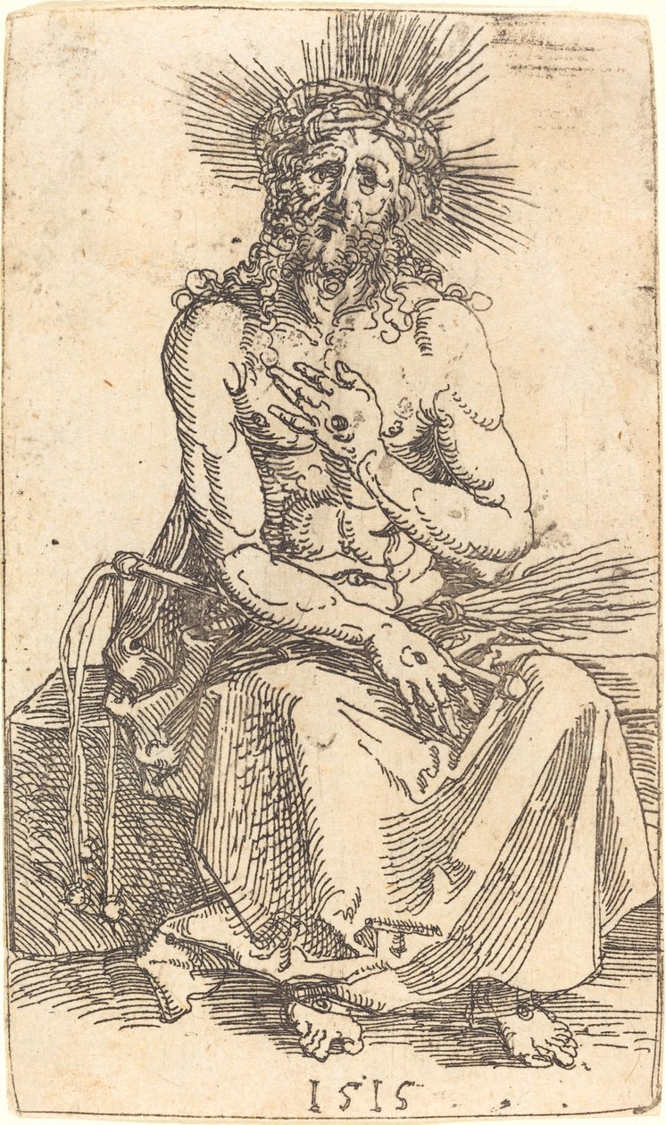 O homem das dores sentado de Albrecht Dürer