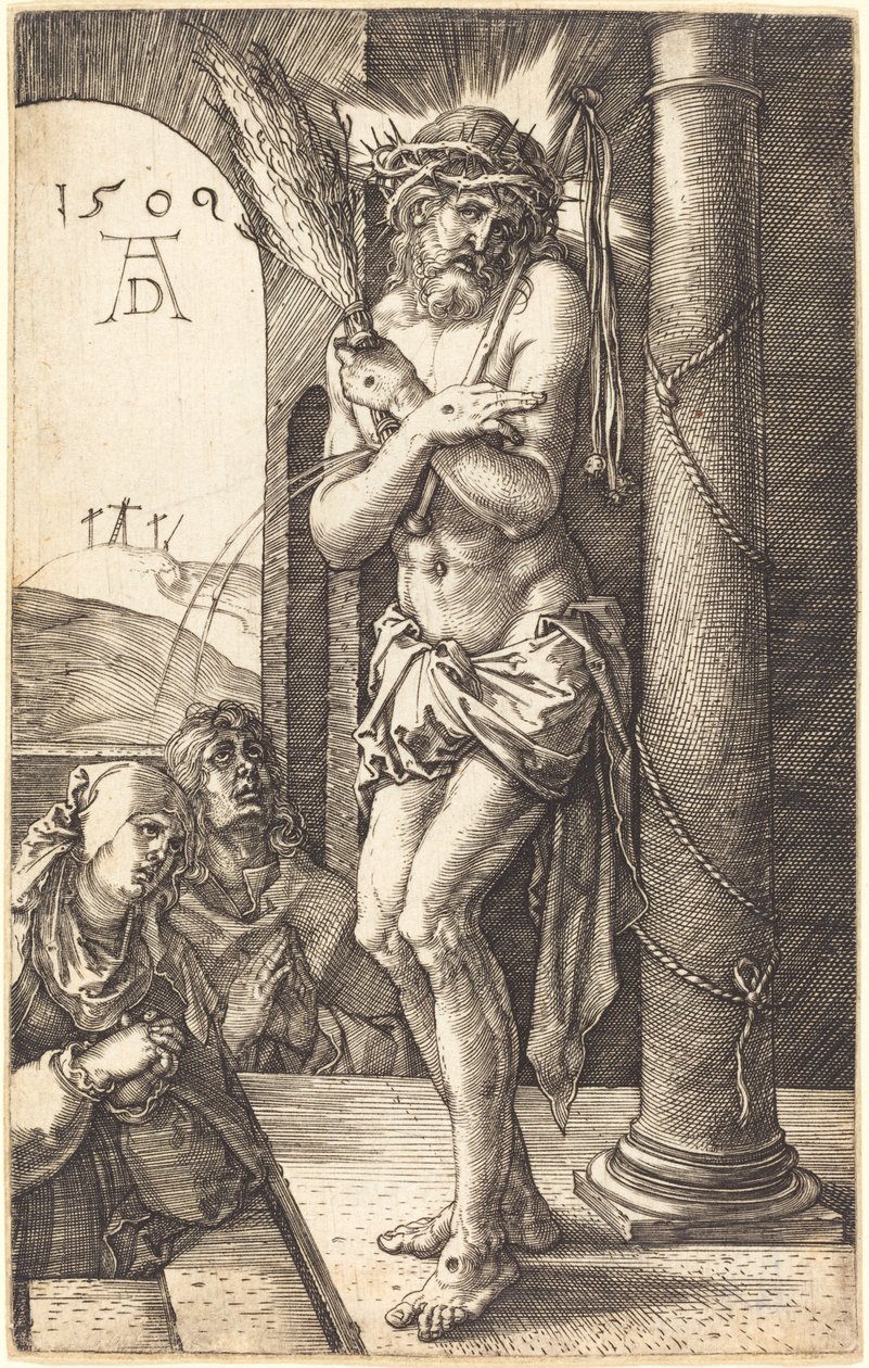 O homem das dores ao lado da coluna de Albrecht Dürer