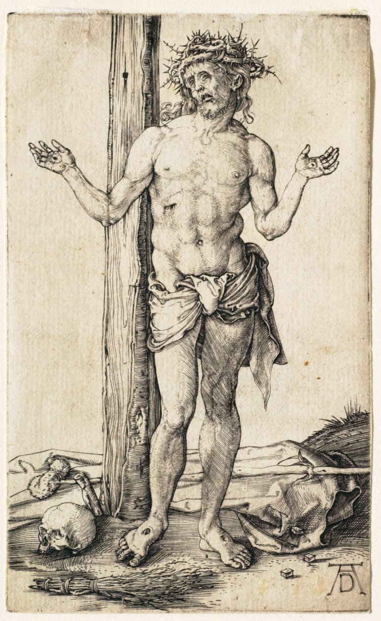 O Homem das Dores com os braços estendidos de Albrecht Dürer