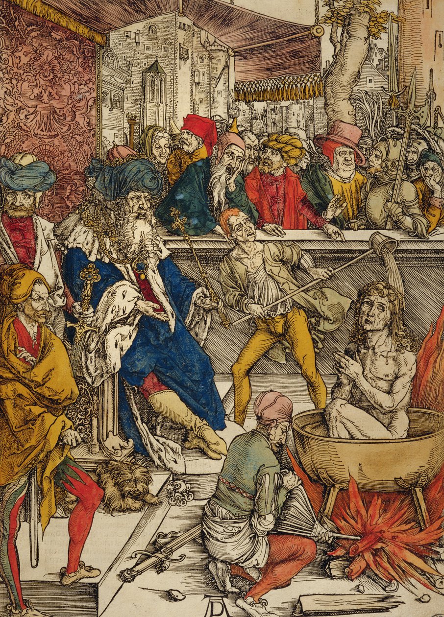 O martírio de São João, 1498 (cor xilogravura) de Albrecht Dürer