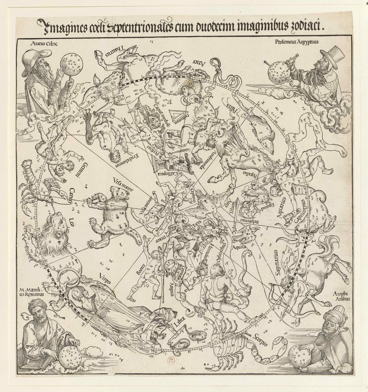 O hemisfério celeste do norte, 1515. de Albrecht Dürer