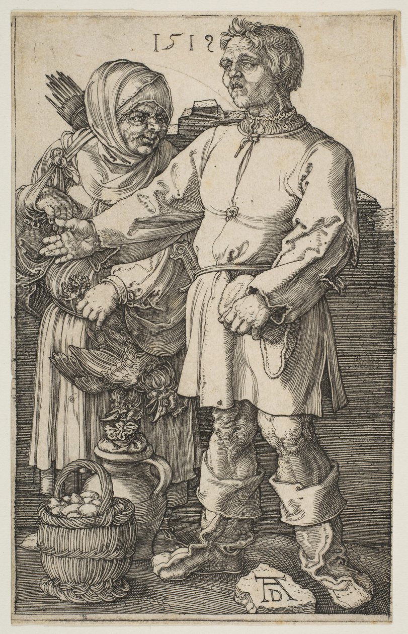 O casal de camponeses no mercado, 1519. de Albrecht Dürer
