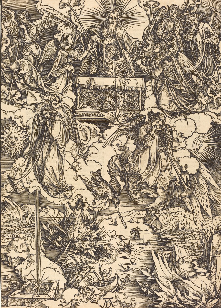 Os Sete Anjos com as Trombetas, provavelmente c. 14961498. de Albrecht Dürer
