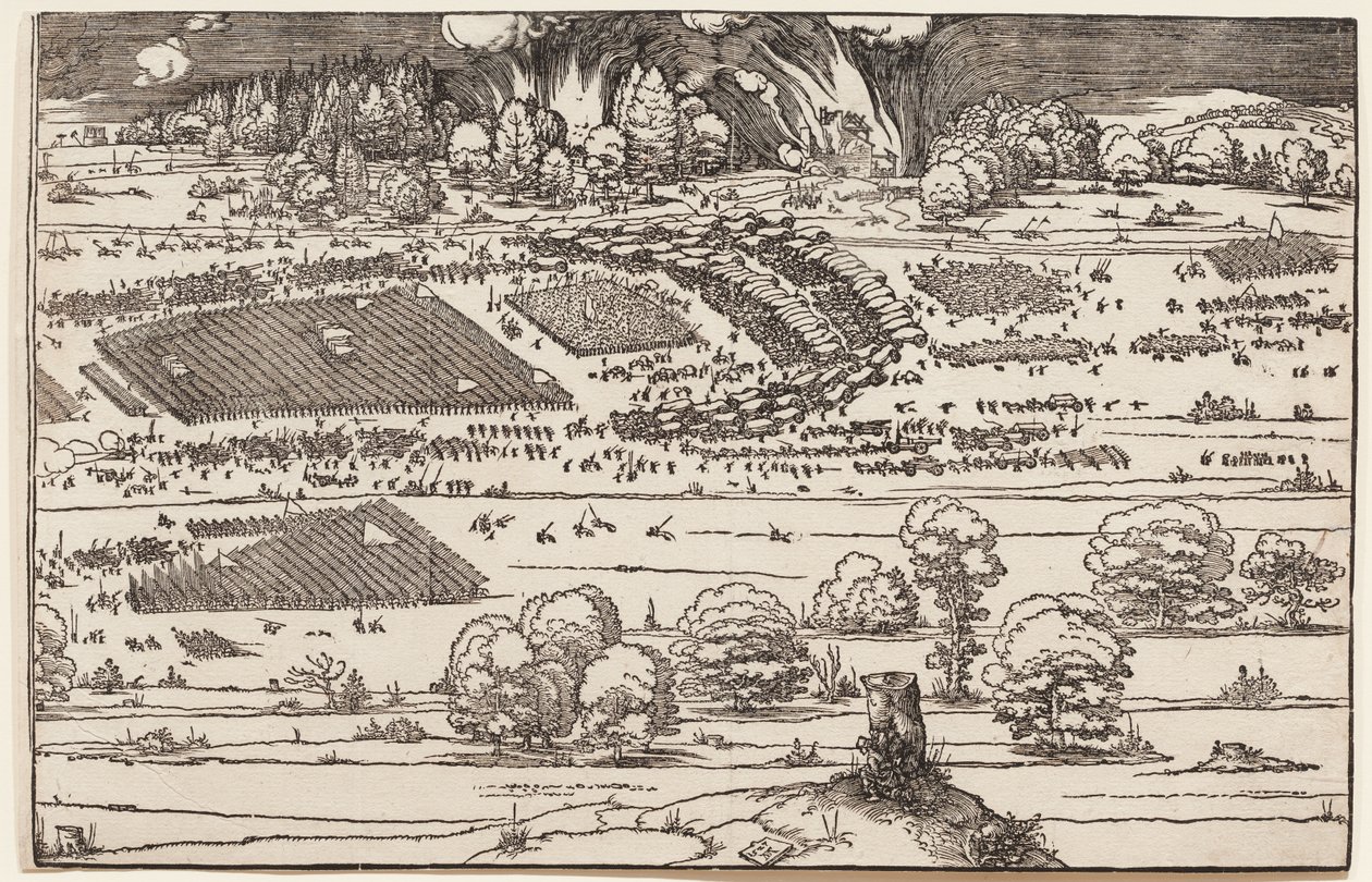 O cerco de uma fortaleza (apenas o lado direito, de 2 blocos) de Albrecht Dürer