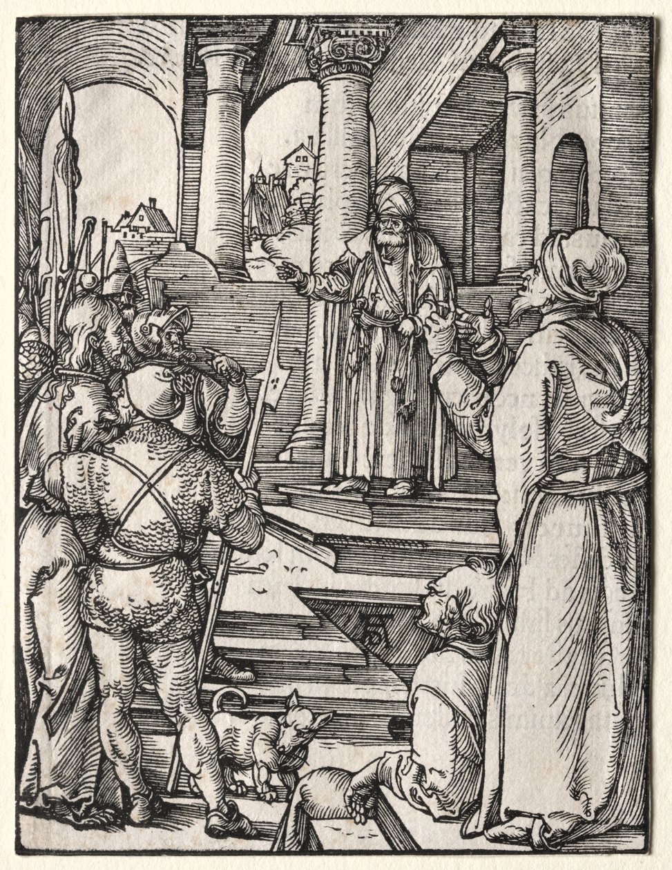 A Pequena Paixão: Cristo Diante de Pilatos de Albrecht Dürer