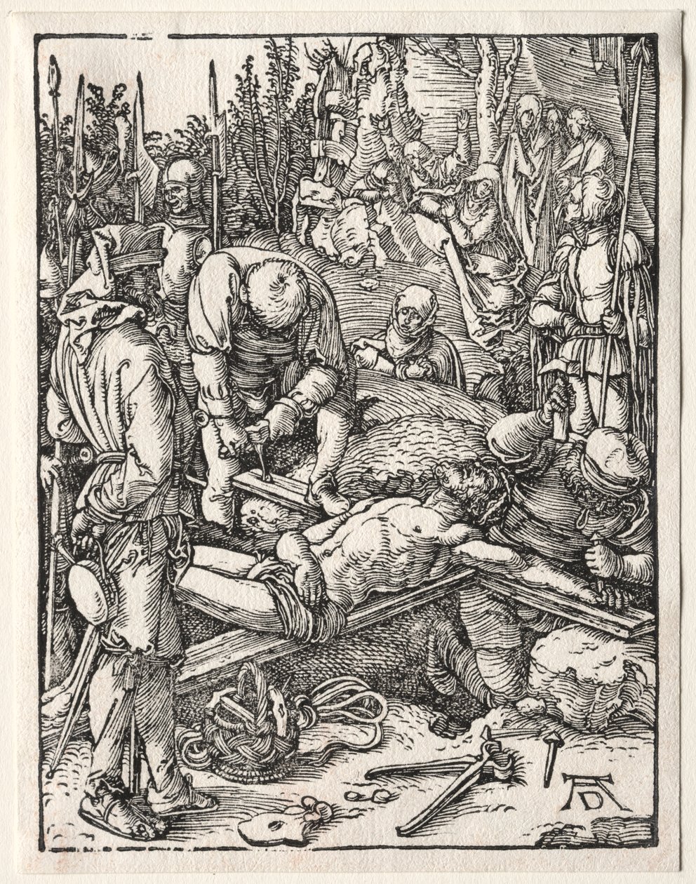 A pequena paixão: Cristo sendo pregado na cruz de Albrecht Dürer
