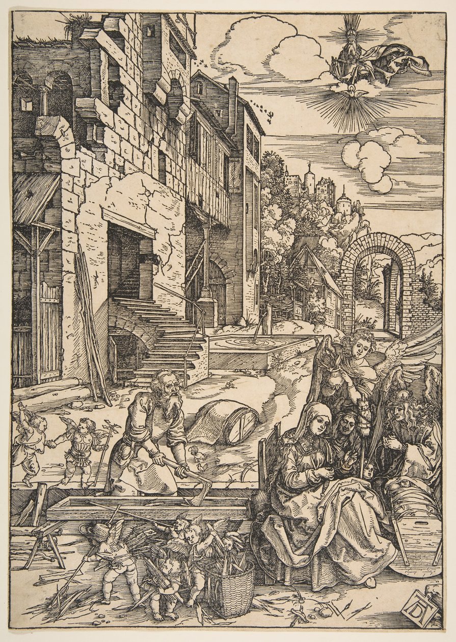 A permanência da Sagrada Família no Egito, a partir de A Vida da Virgem, após 1511. de Albrecht Dürer
