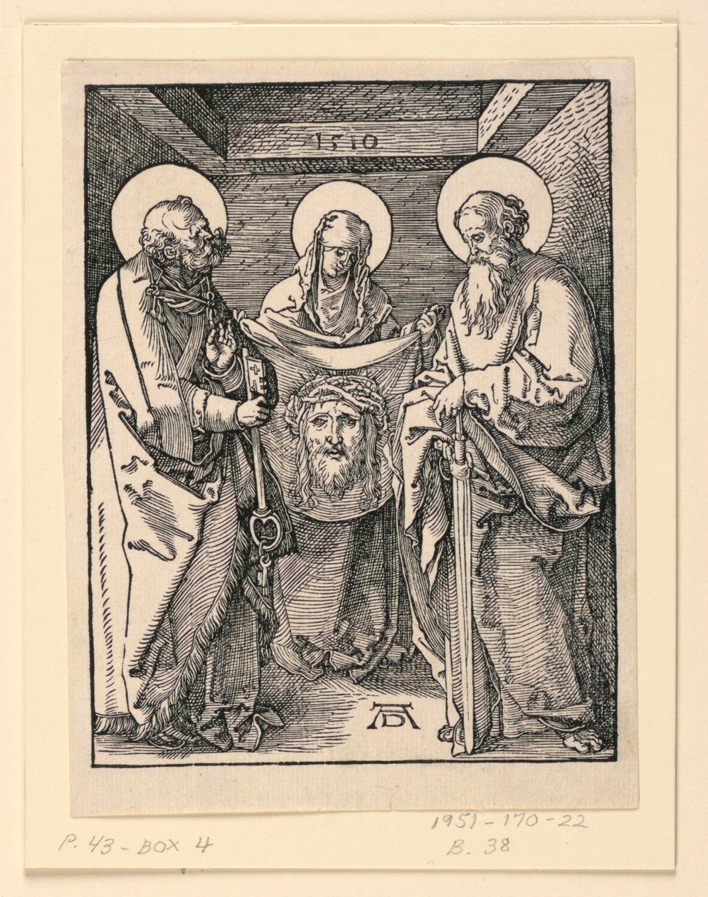 O Sudário (Santas Verônica, Pedro e Paulo), da série The Little Passion de Albrecht Dürer