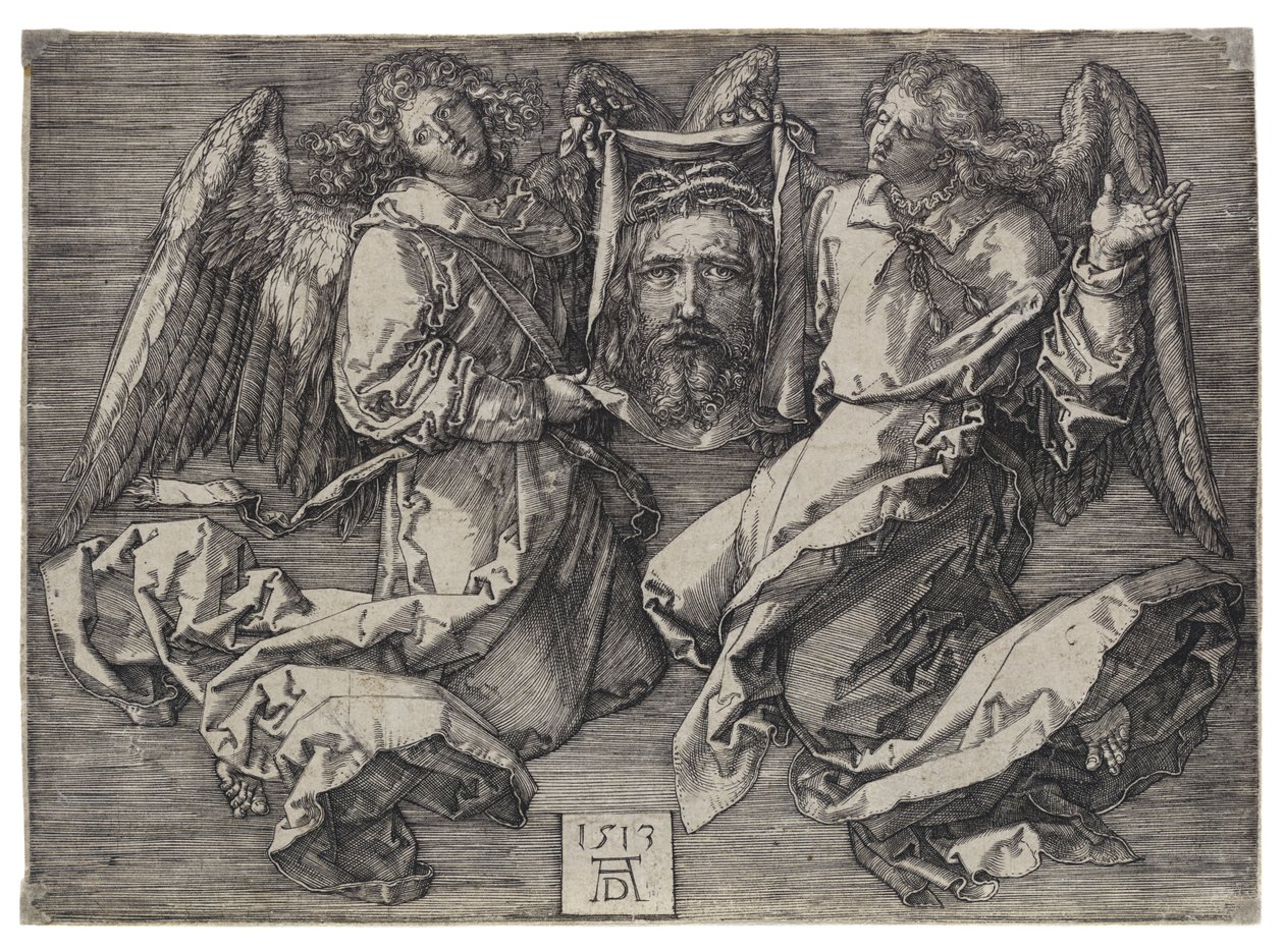O sudário, exibido por dois anjos de Albrecht Dürer