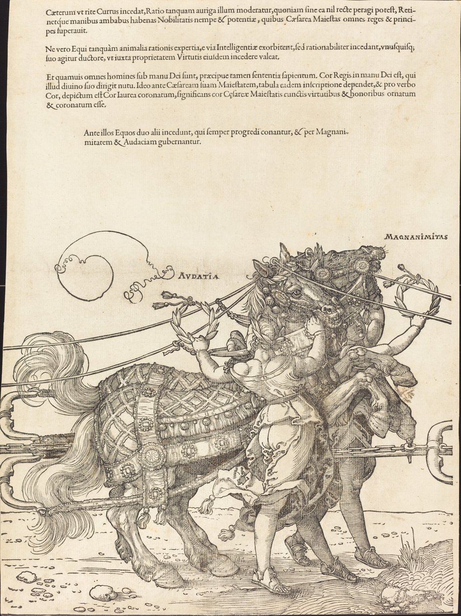 A Carruagem Triunfal de Maximiliano I (O Grande Carro Triunfal) [placa 7 de 8] de Albrecht Dürer