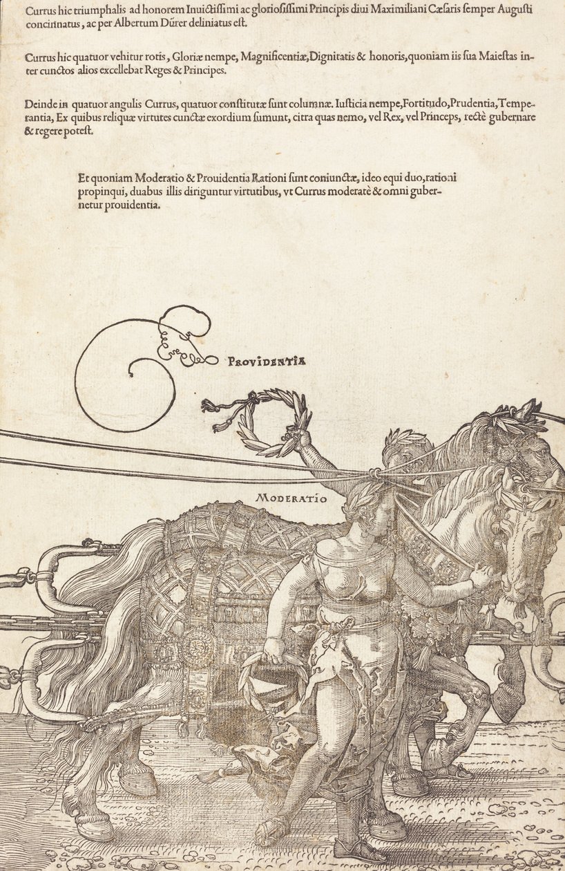 A Carruagem Triunfal de Maximiliano I O Grande Carro Triunfal [placa 3 de 8], 1523 Latin ed.. de Albrecht Dürer