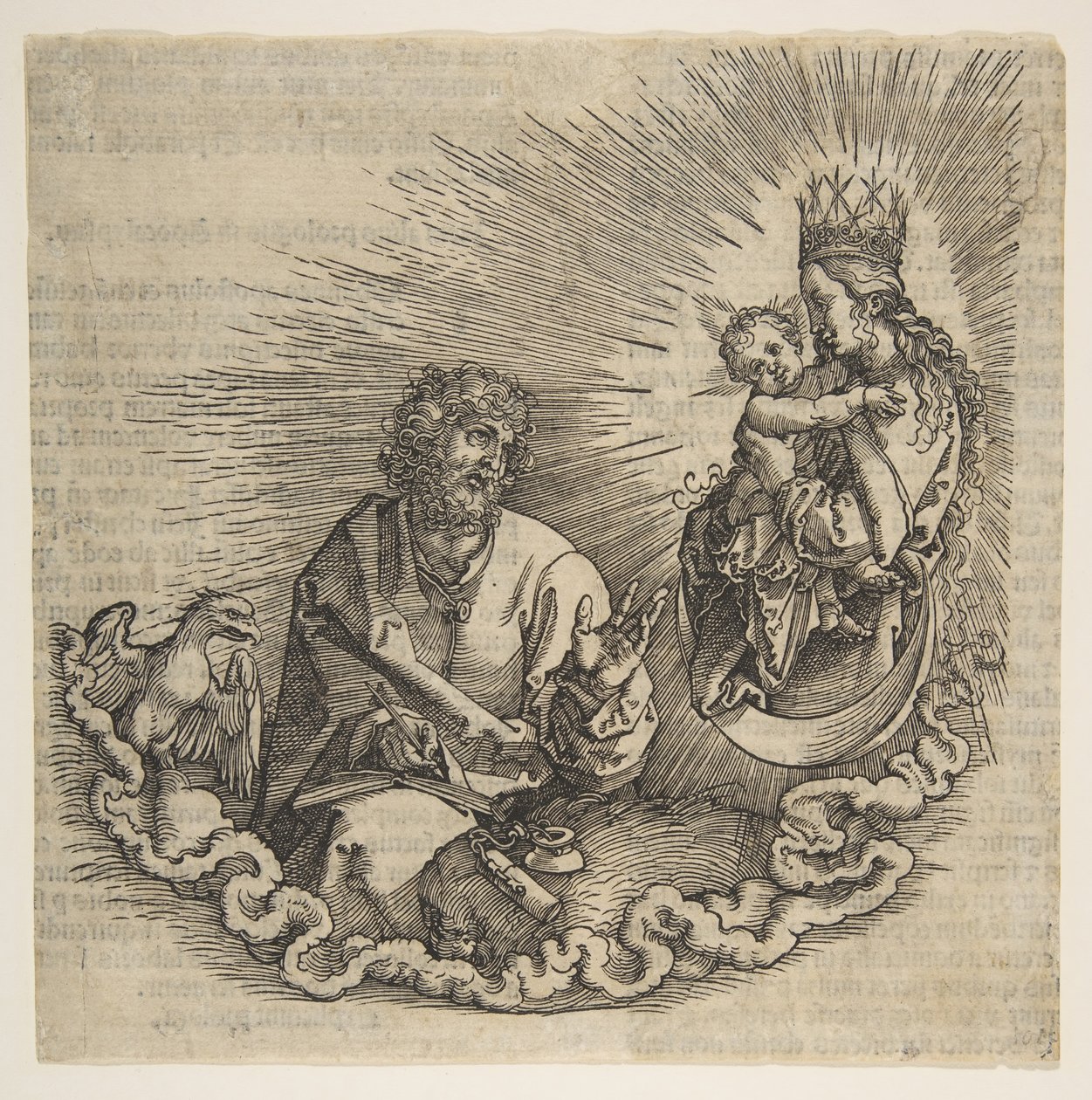 A Virgem Aparecendo em São João, Frontispício do Apocalipse, 1511. de Albrecht Dürer
