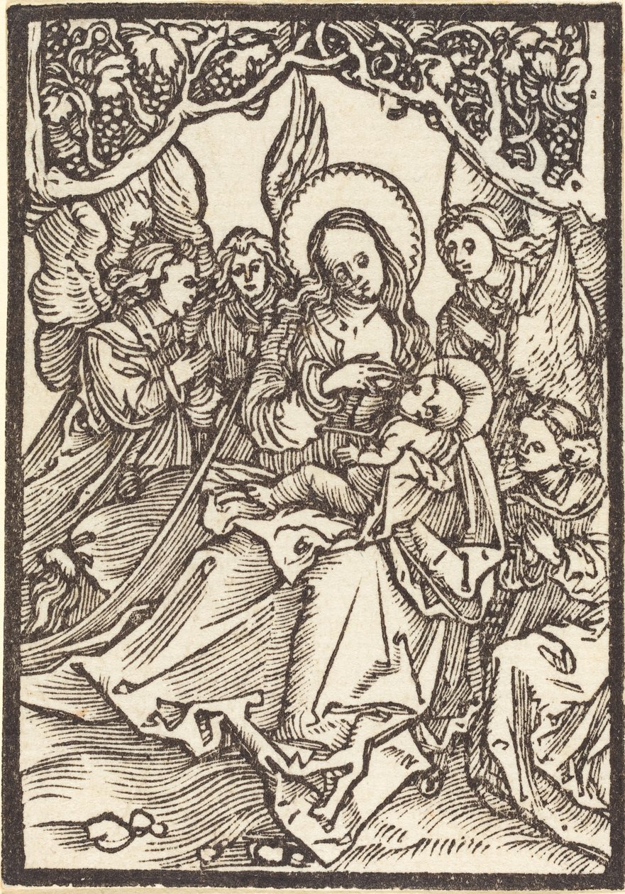 A Virgem Amamentando o Menino Jesus com Quatro Anjos de Albrecht Dürer