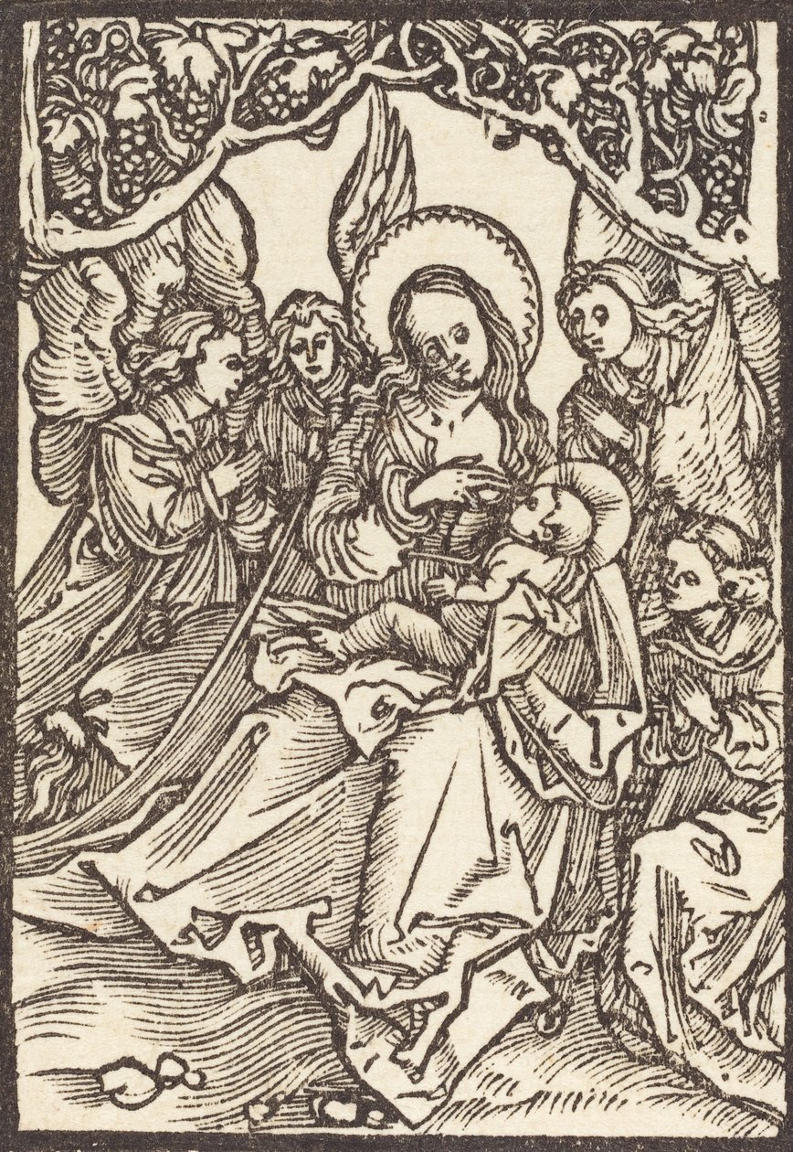 A Virgem Amamentando o Menino Jesus com Quatro Anjos, c. 1500. de Albrecht Dürer
