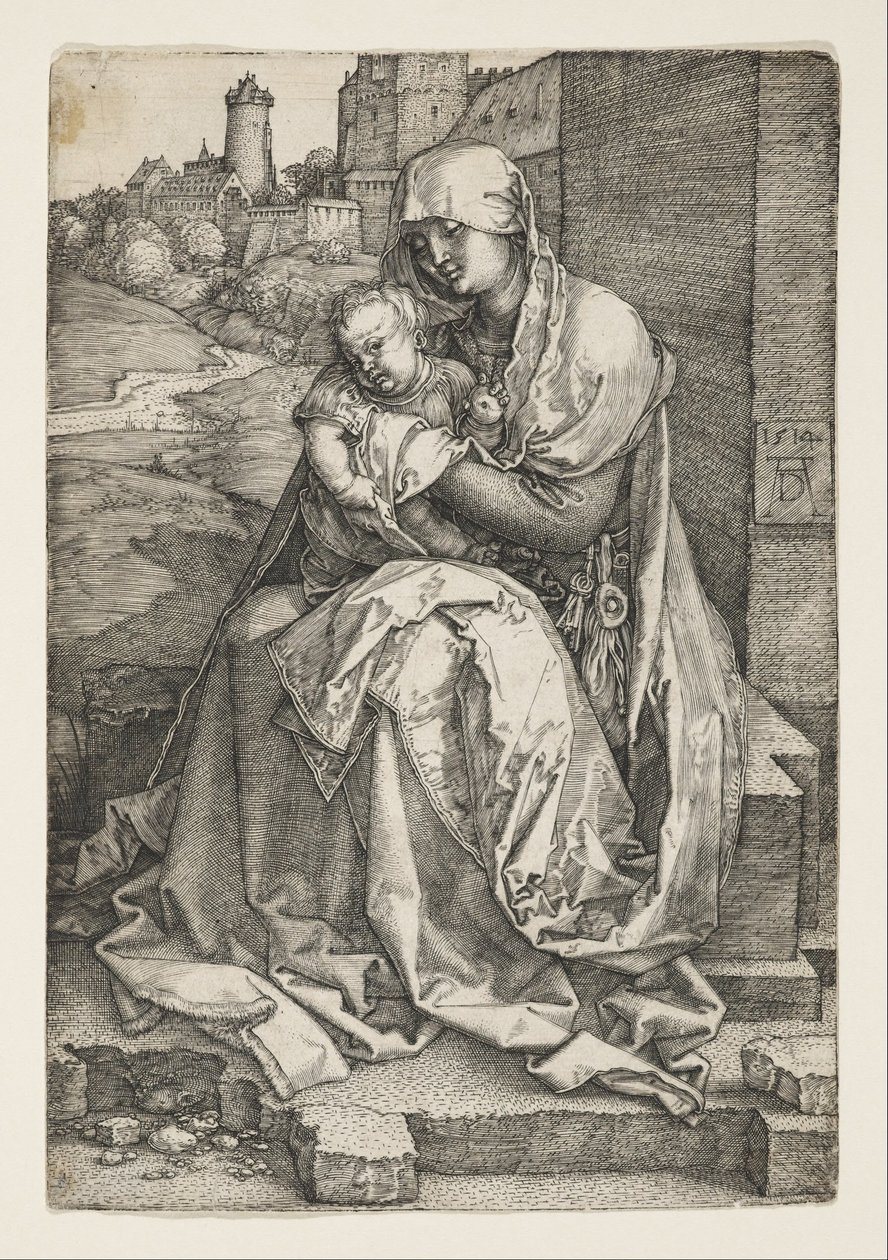 A Virgem sentada junto a um muro de Albrecht Dürer