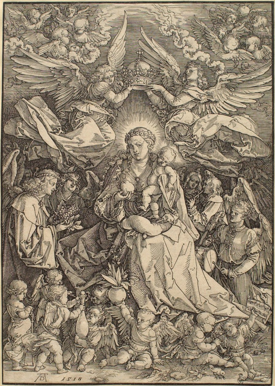 A Virgem rodeada por muitos anjos de Albrecht Dürer