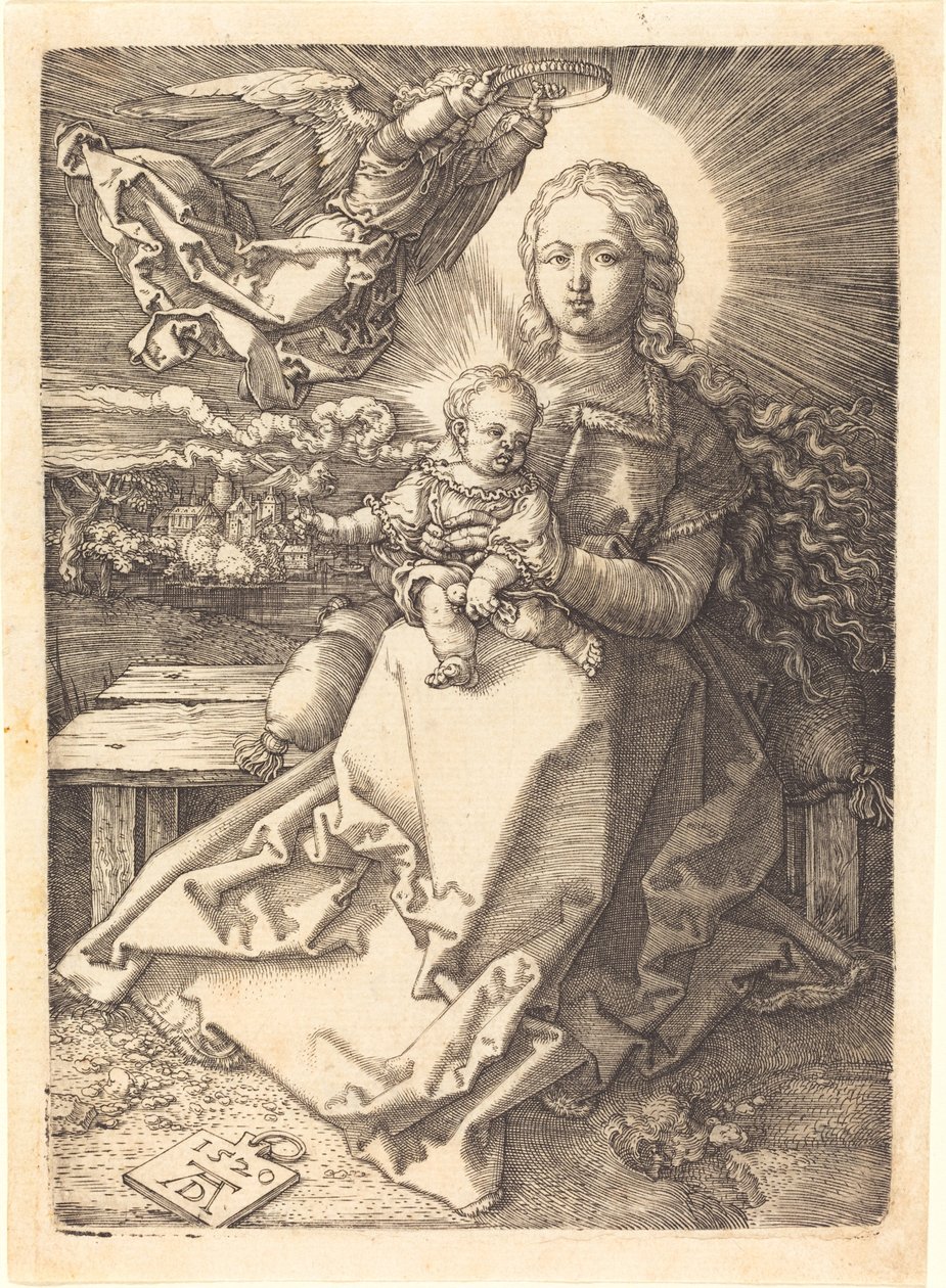 A Virgem e o Menino Coroados por um Anjo de Albrecht Dürer