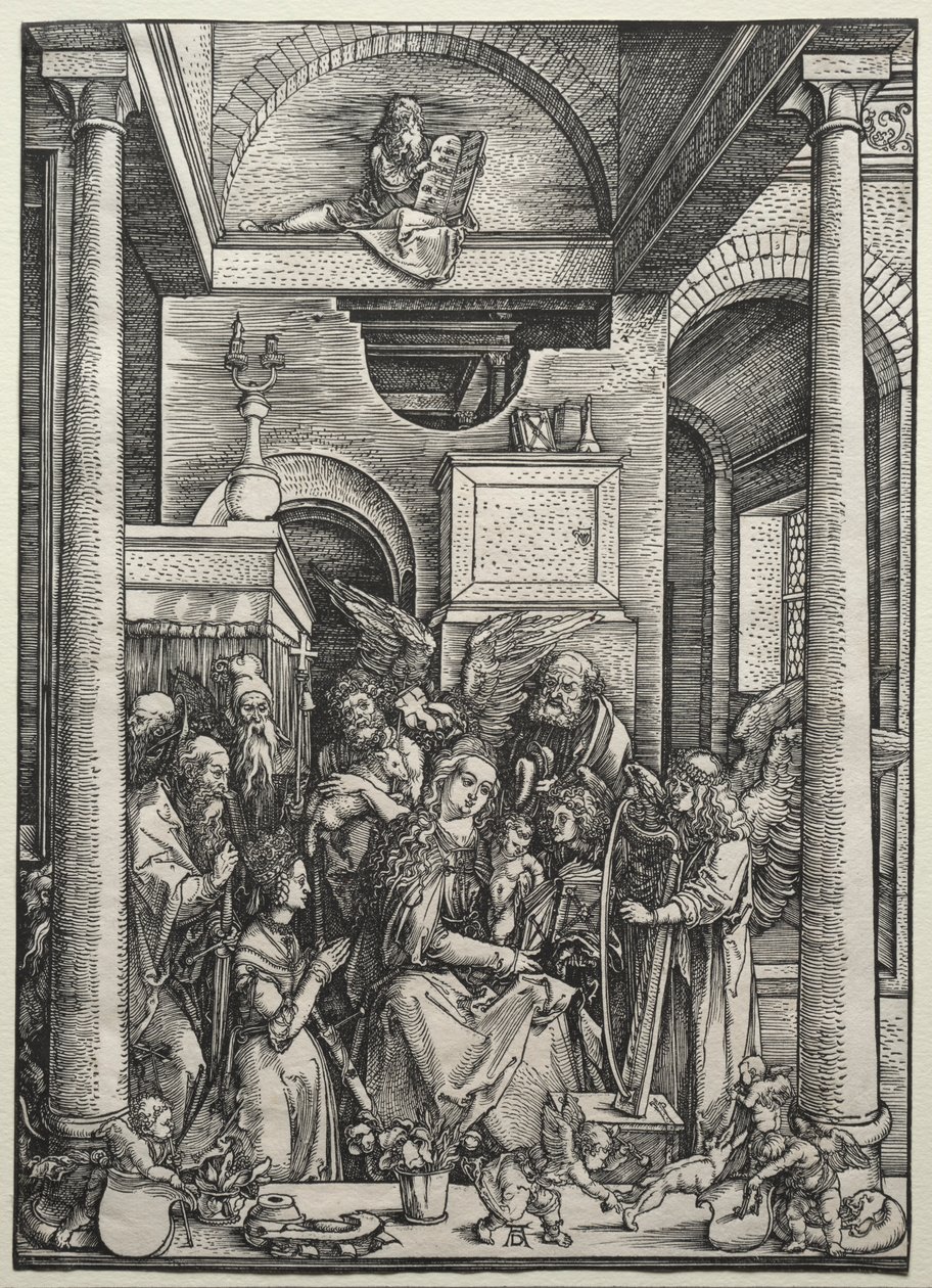 A Virgem e o Menino Cercados por Santos e Anjos, c. 1500-1502. de Albrecht Dürer