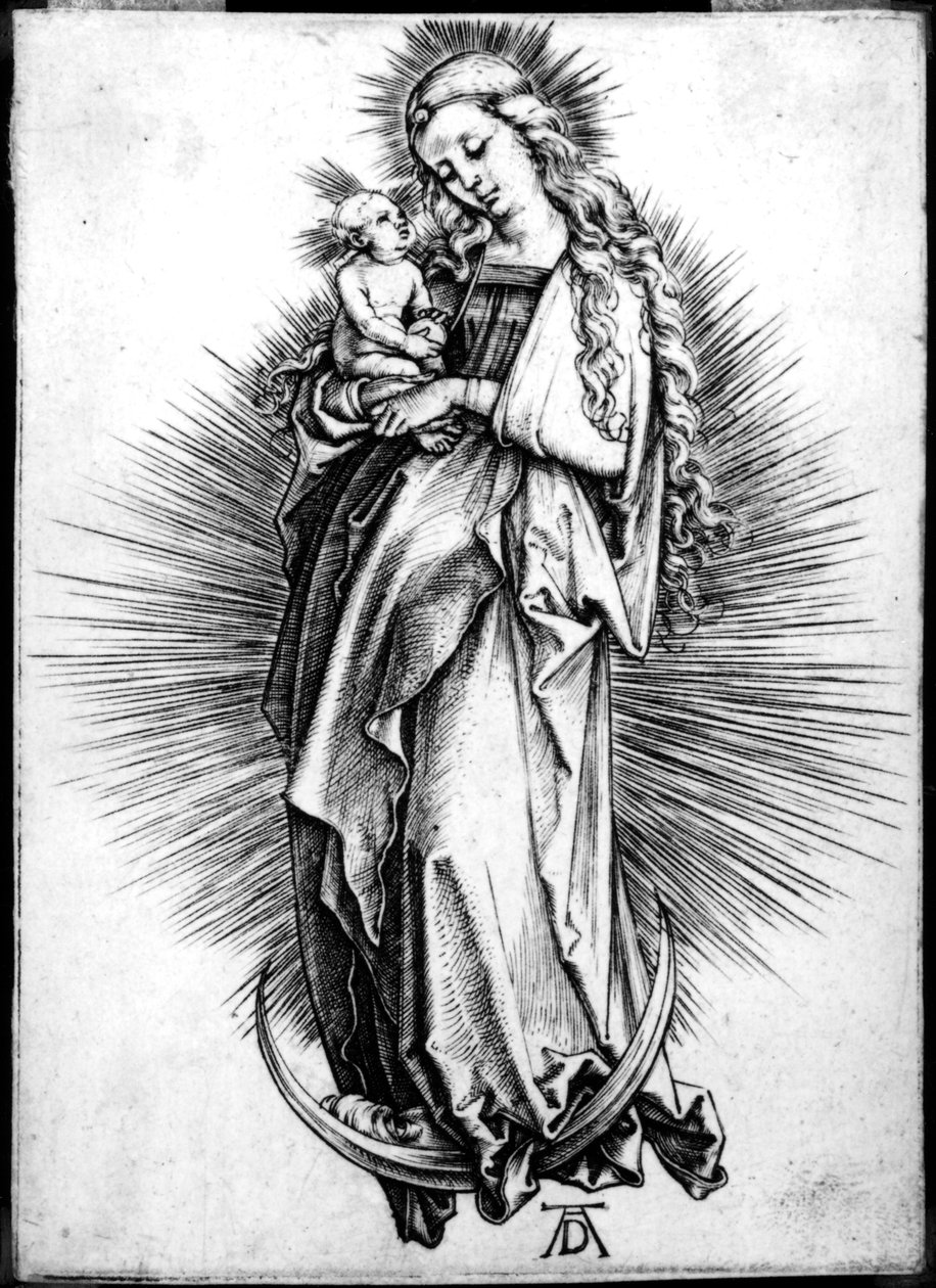 A Virgem e o Menino em um Crescente, 1499 de Albrecht Dürer