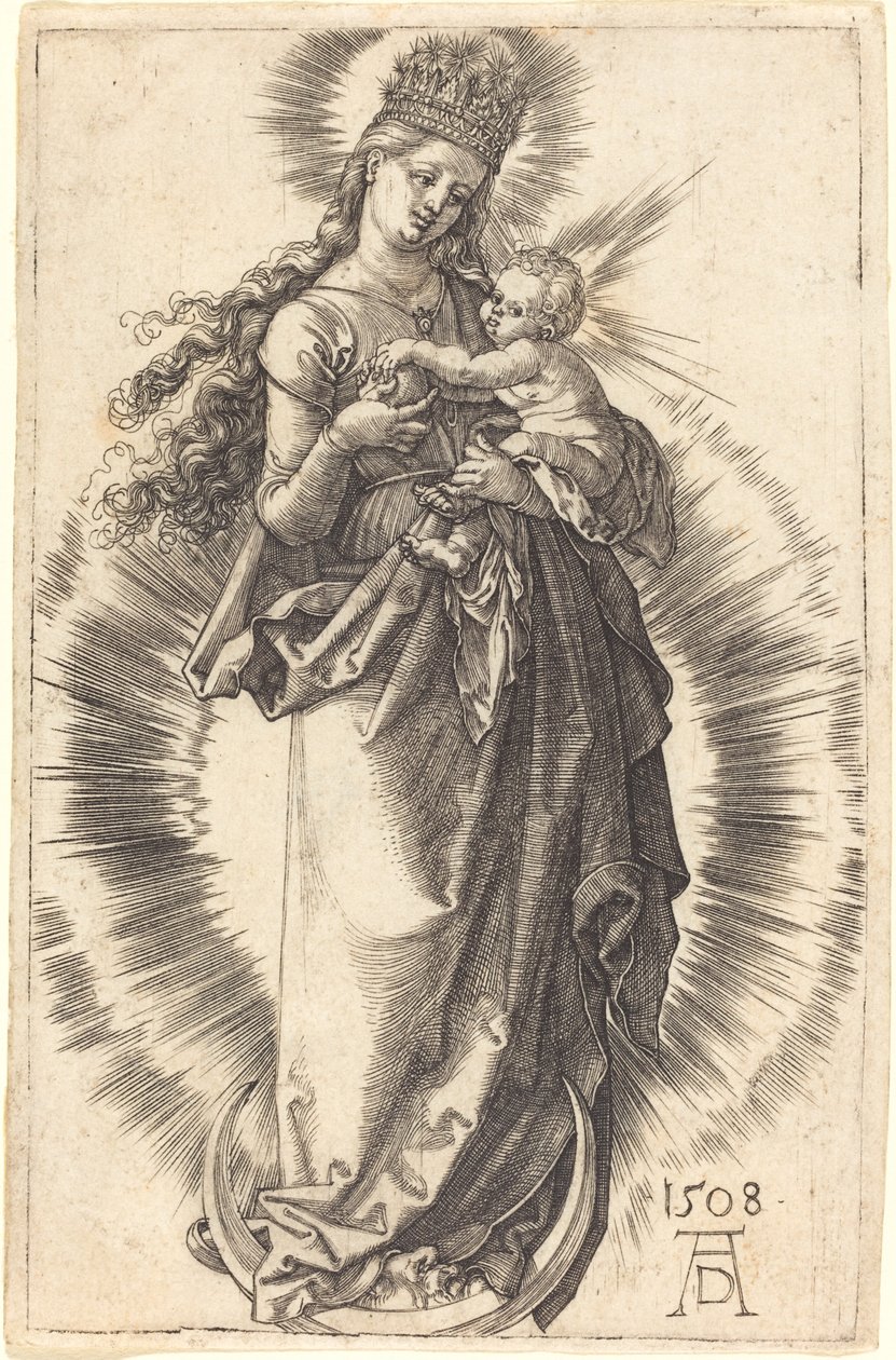A Virgem e o Menino em um Crescente com uma Coroa Estrelada de Albrecht Dürer