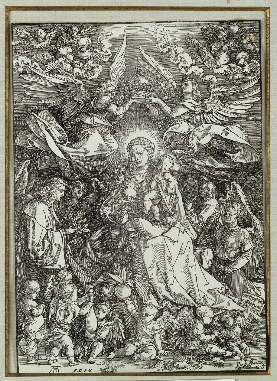 A Virgem e o Menino cercados por anjos, 1518 de Albrecht Dürer