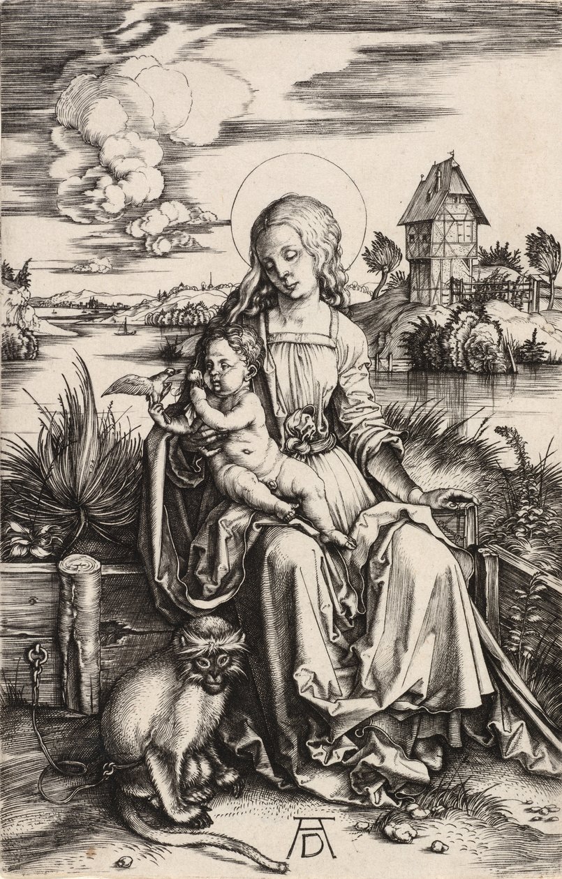 A Virgem e o Menino com o Macaco, c. 1498. de Albrecht Dürer