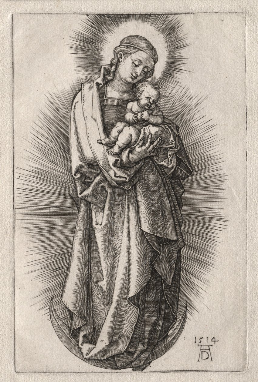 A Virgem com Faixa de Cabelo em Lua Crescente, 1508. de Albrecht Dürer
