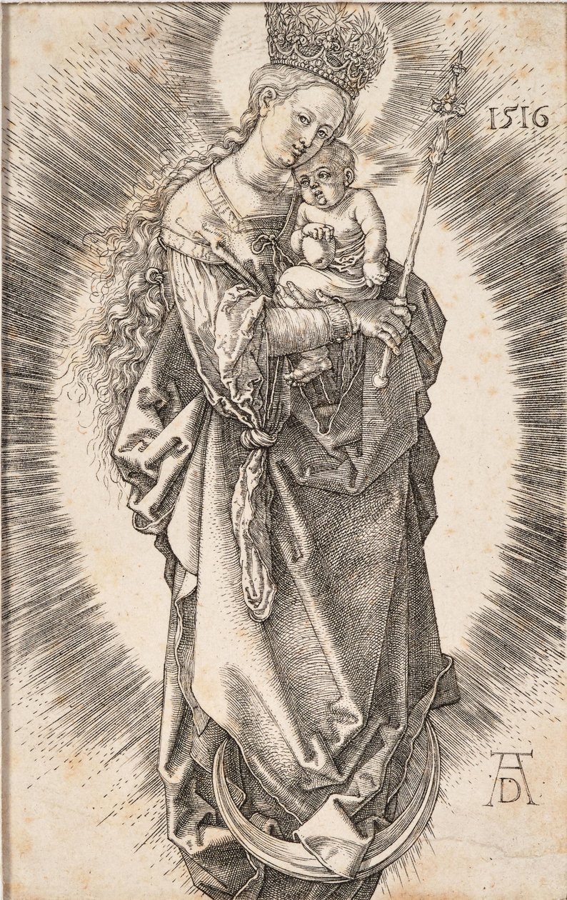 A Virgem com uma coroa de estrelas e um cetro, 1516. de Albrecht Dürer