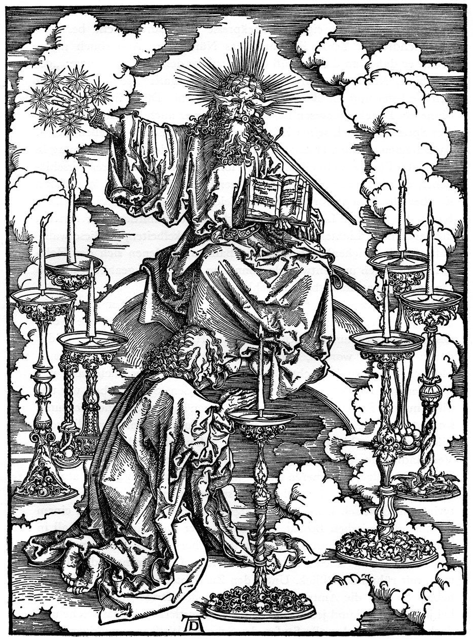 A Visão dos Sete Castiçais do Apocalipse, 1498, 1936 de Albrecht Dürer