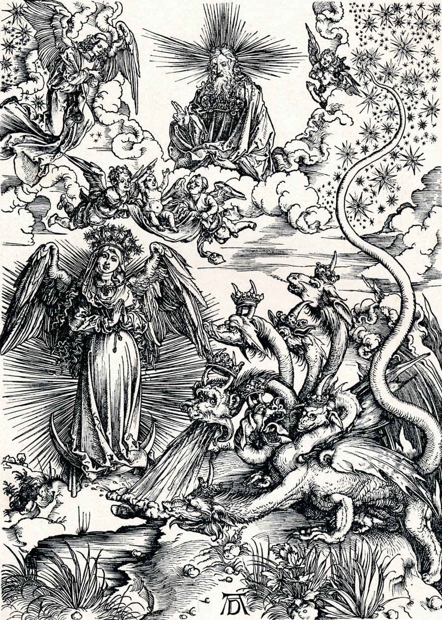 A mulher vestida com o sol e o dragão de sete cabeças, 1498 1906 de Albrecht Dürer