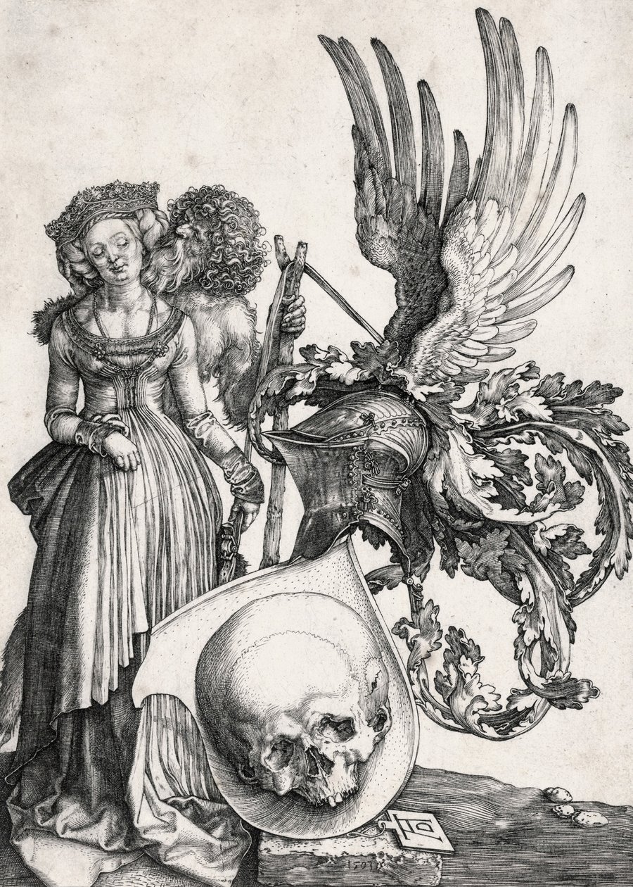 O brasão com a caveira, 1503. de Albrecht Dürer