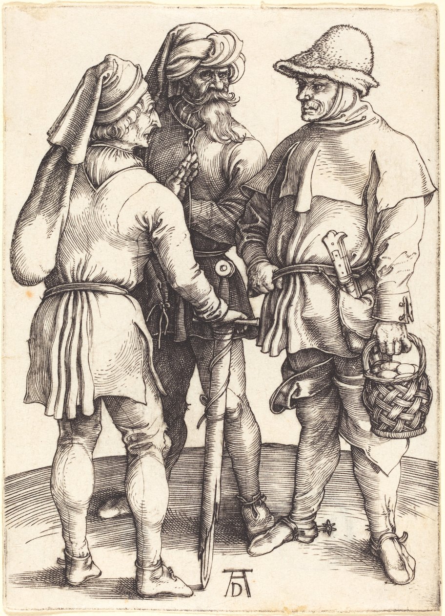Três camponeses em conversa de Albrecht Dürer