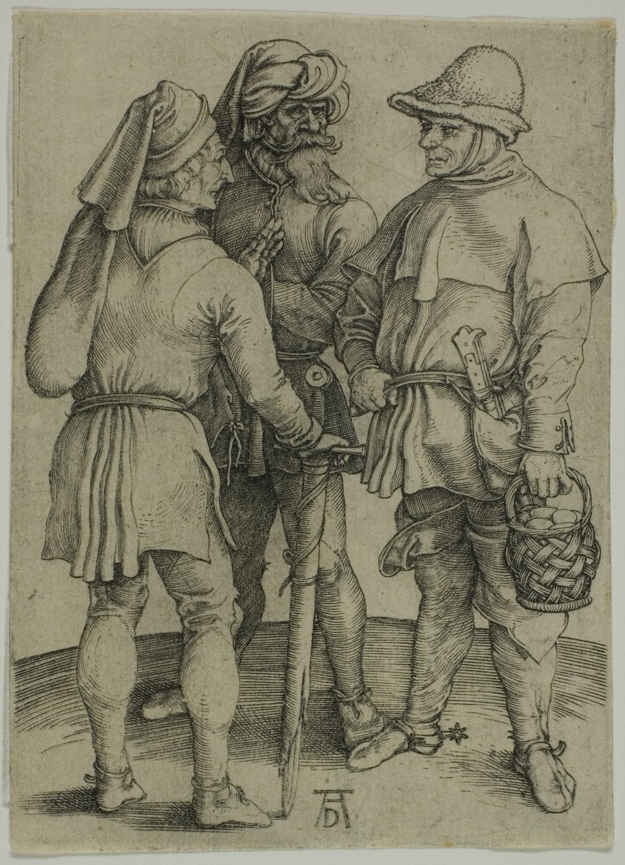 Três camponeses em conversa de Albrecht Dürer
