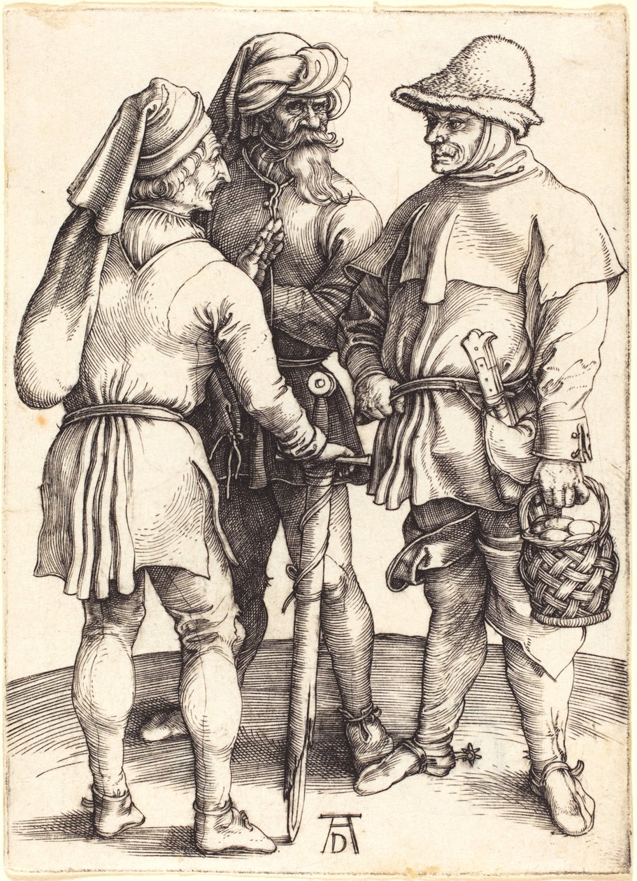 Três camponeses em conversa de Albrecht Dürer