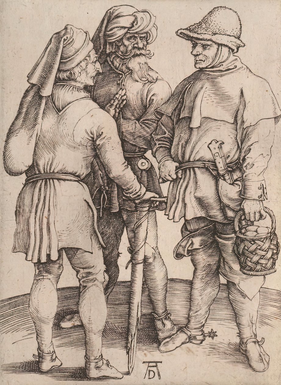 Três Camponeses em Conversa, 1497-1498. de Albrecht Dürer