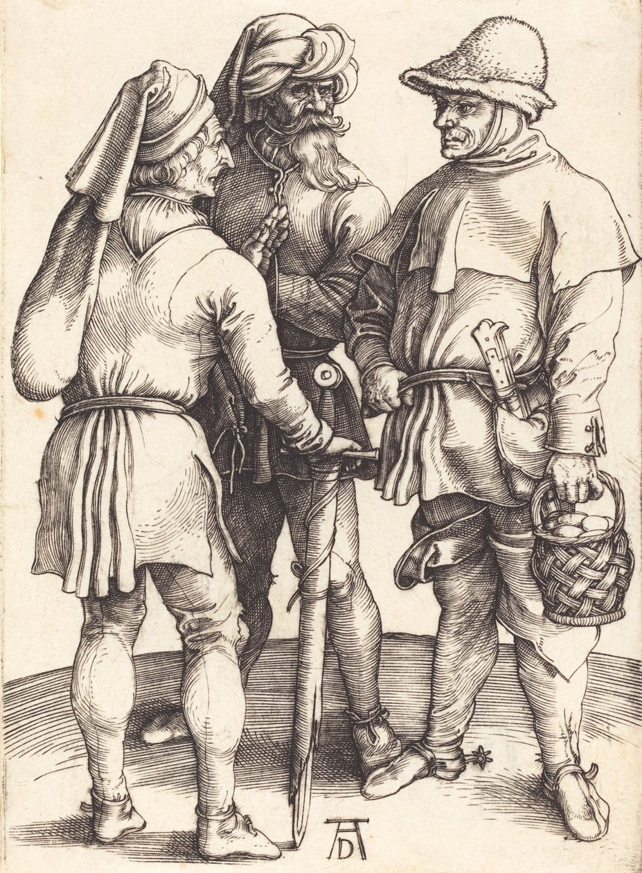 Três Camponeses em Conversa, c. 1497. de Albrecht Dürer