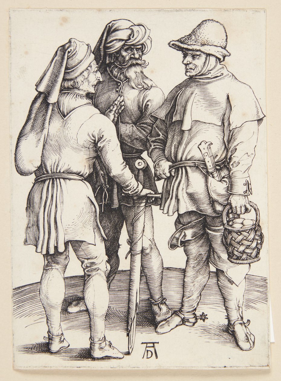 Três camponeses em conversa de Albrecht Dürer