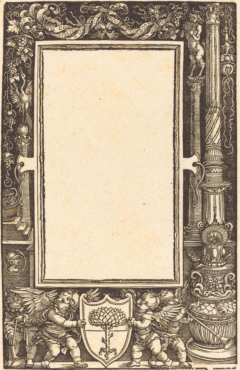 Fronteira do título com Putti segurando os braços de Pirckheimer de Albrecht Dürer