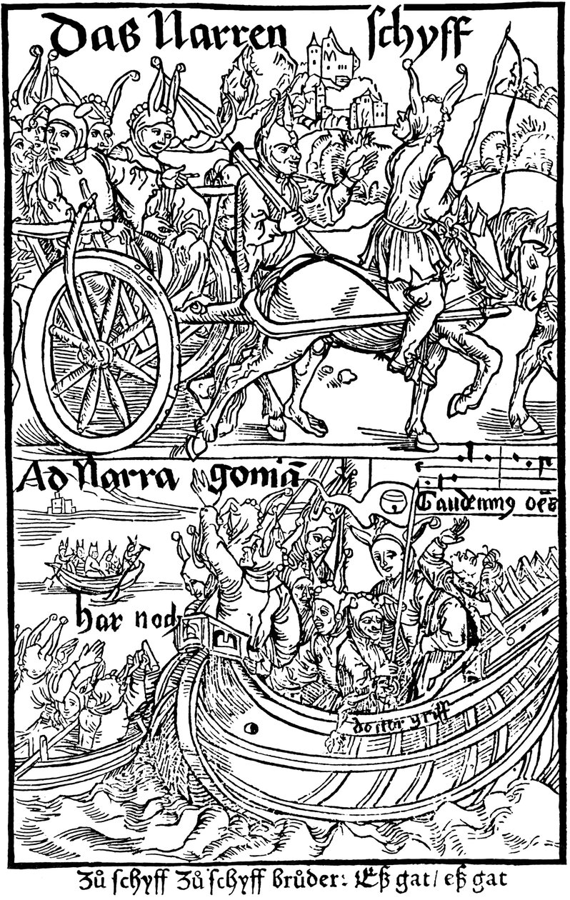 Página de rosto de uma edição de Ship of Fools, de Sebastian Brant, 1494. de Albrecht Dürer