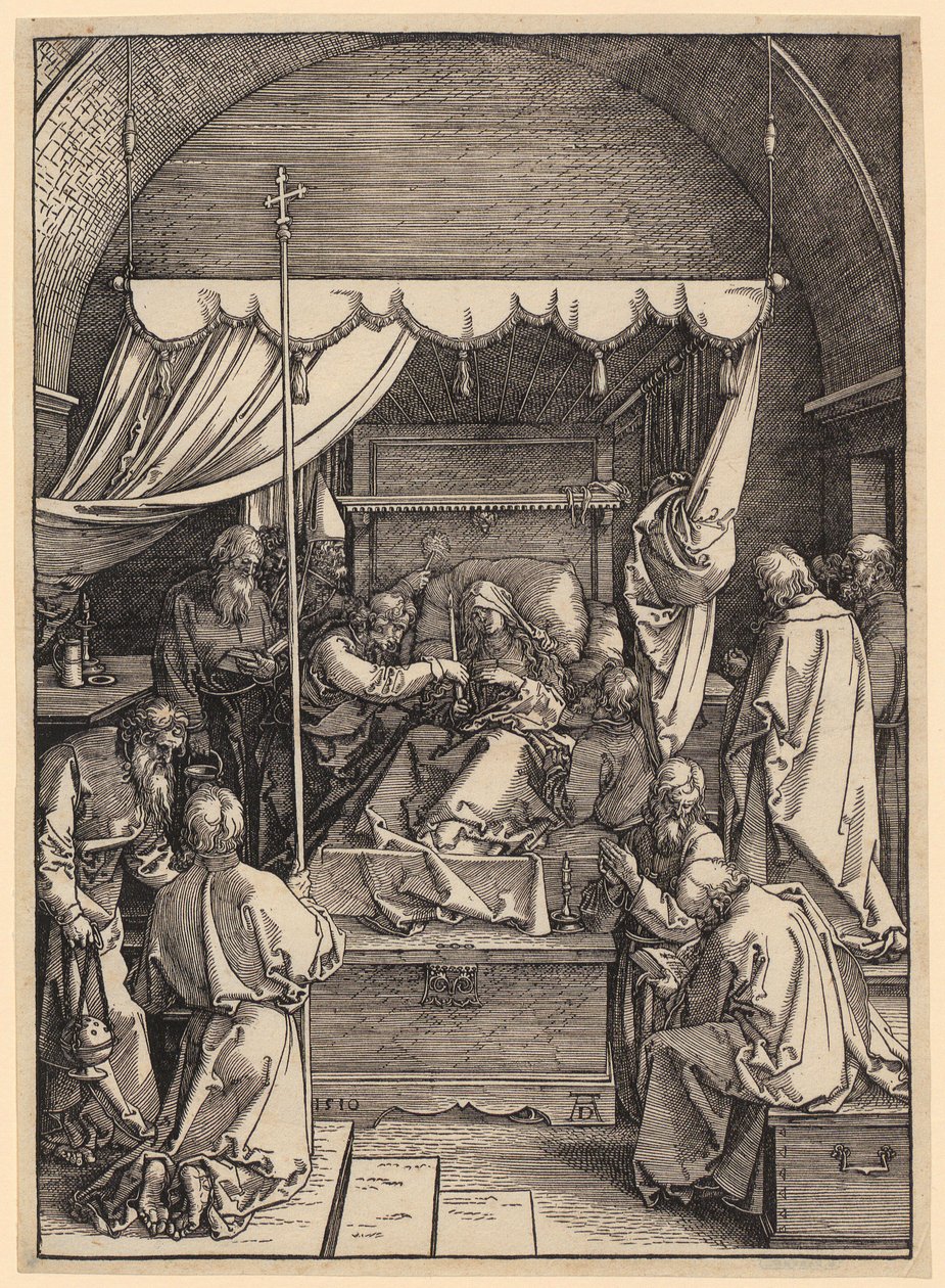 Morte da Virgem, folha 18 da série «A Vida da Virgem» de Albrecht Dürer