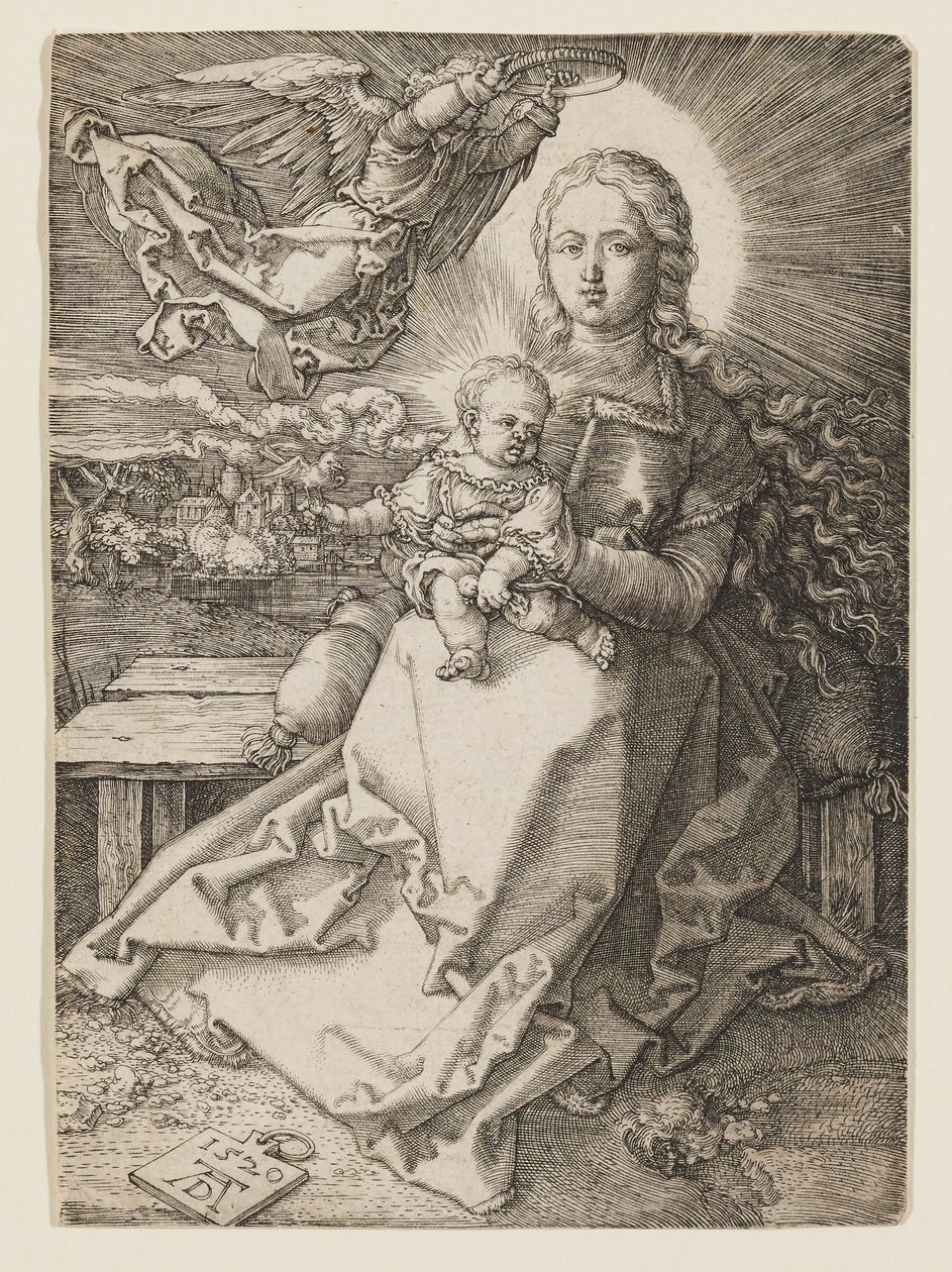 Virgem coroada por um anjo de Albrecht Dürer