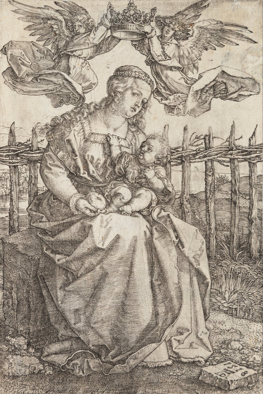 Virgem Maria coroada por dois anjos de Albrecht Dürer