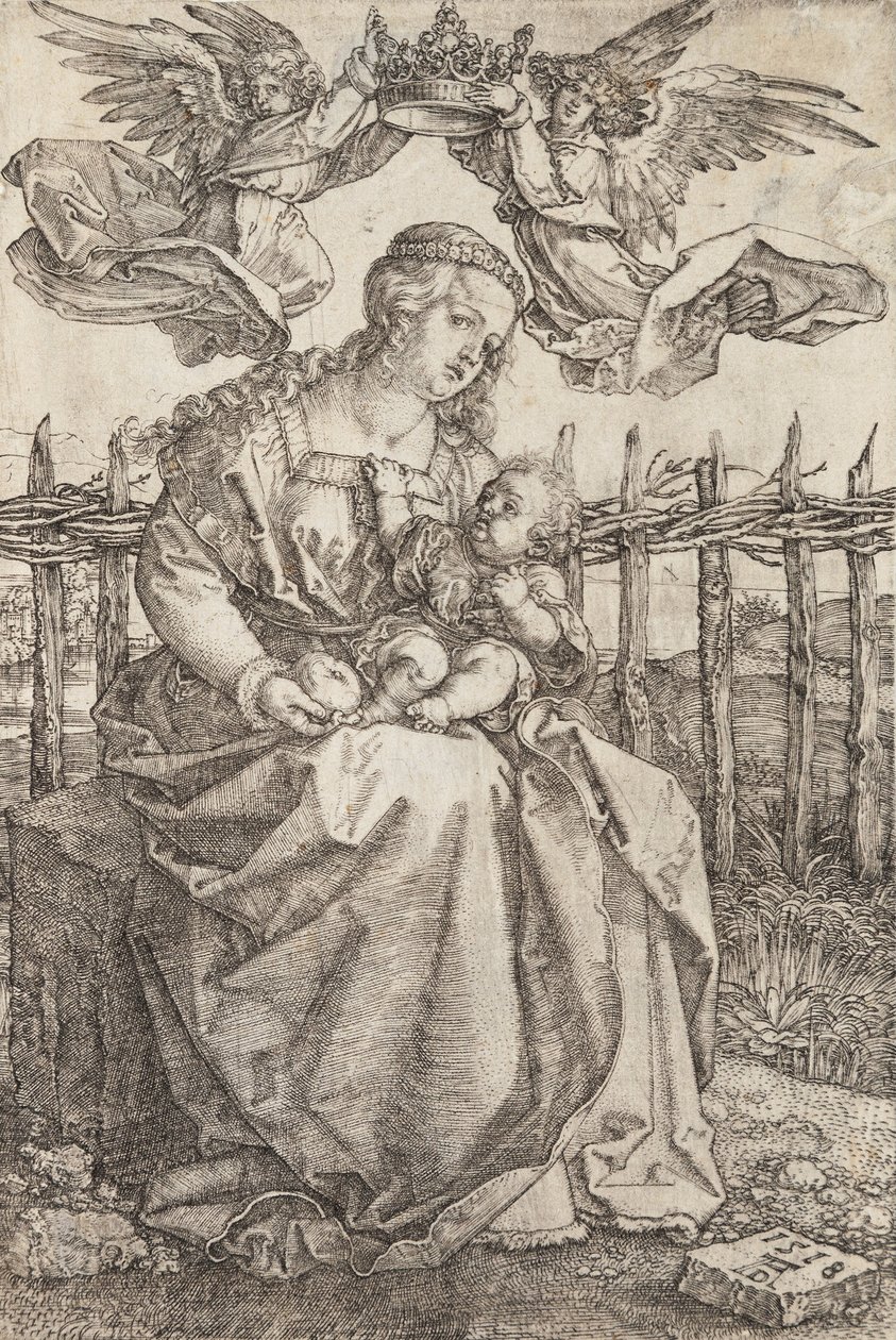 Virgem Maria coroada por dois anjos, 1518 de Albrecht Dürer